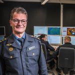 Matti Honkanen tilanne- ja johtokeskuksessa.