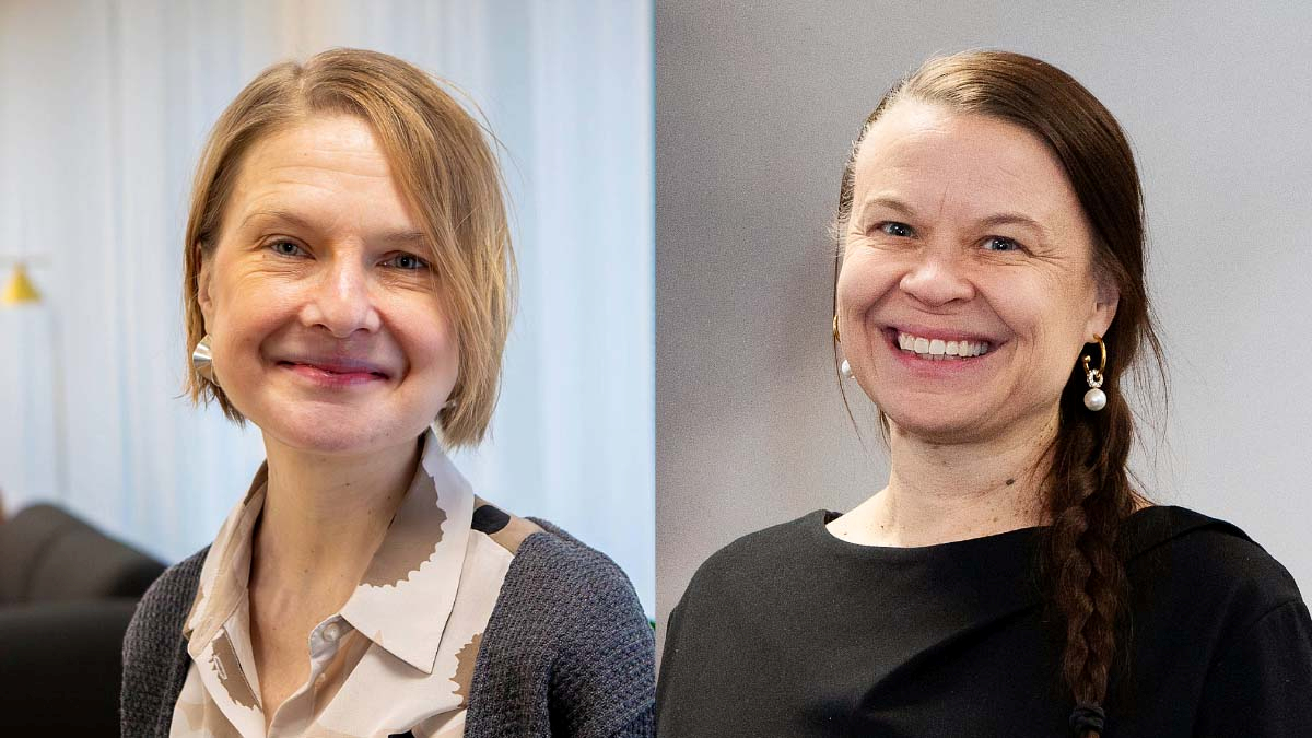Kaksi henkilöä vierekkäin, hymyilevät ja katsovat kameraan.