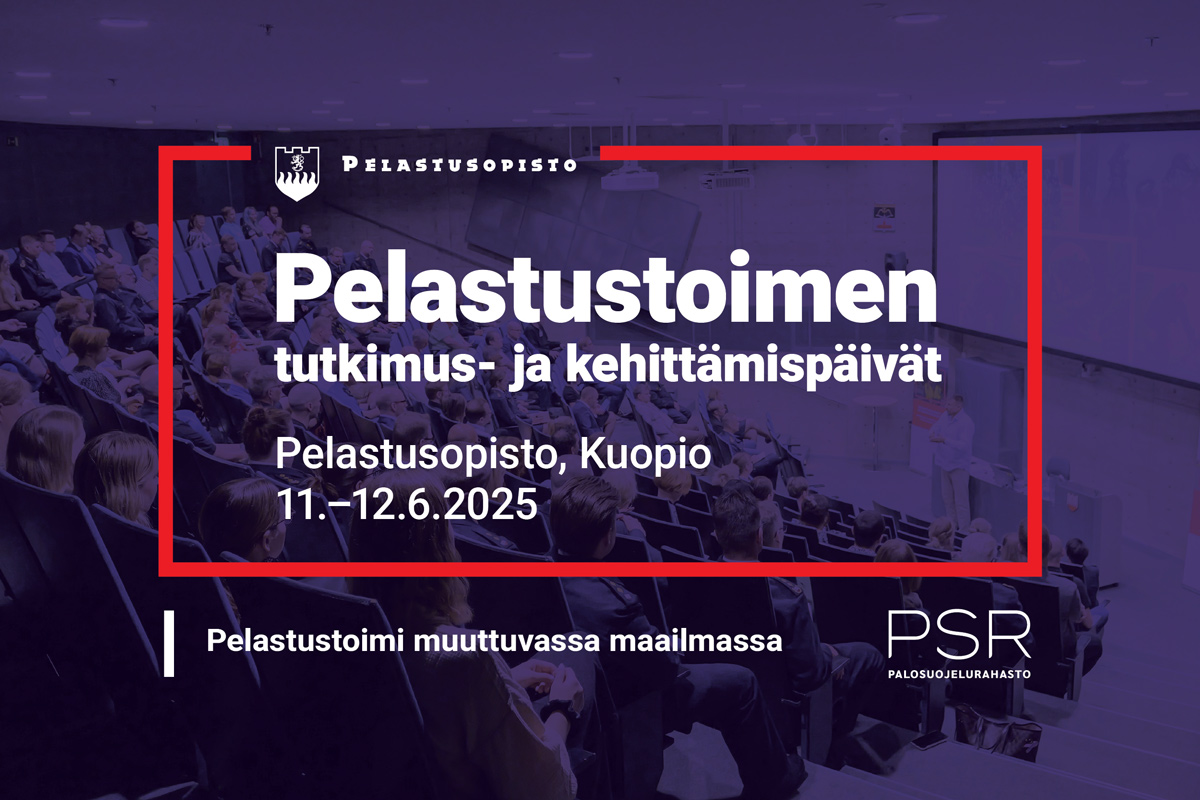 Kuvituskuva: Pelastustoimen tutkimus- ja kehittämispäivät, Pelastusopisto, Kuopio 11.-12.6.2025. Teema: Pelastustoimi muuttuvassa maailmassa.