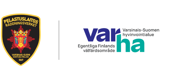 Varsinais-Suomen pelastuslaitoksen ja Varsinais-Suomen hyvinvointialueen logot.